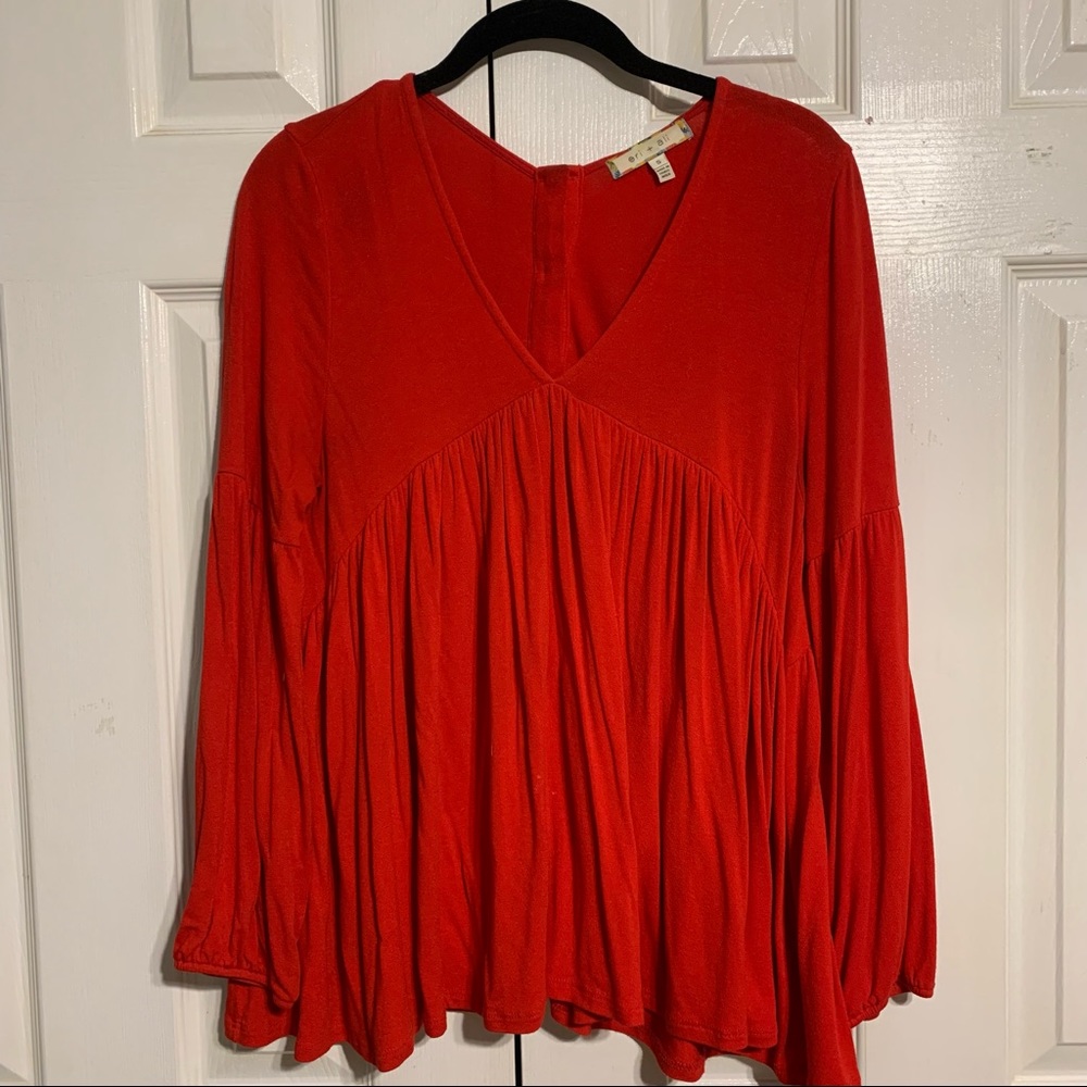 Anthropologie Red Swing Top
